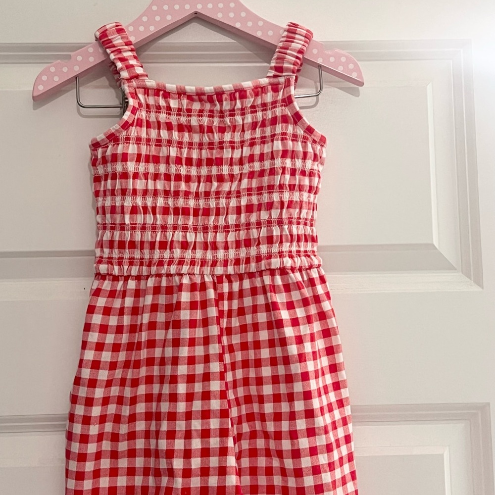 Little Girls Red and White Gingham Romper